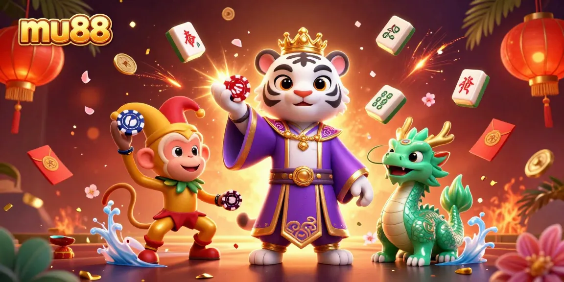 Experience thrilling gameplay at mu88 with animated 3D characters and vibrant casino elements.