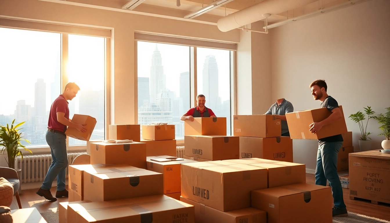 Efficient residential movers nyc expertly packing a New York City apartment for a seamless relocation.