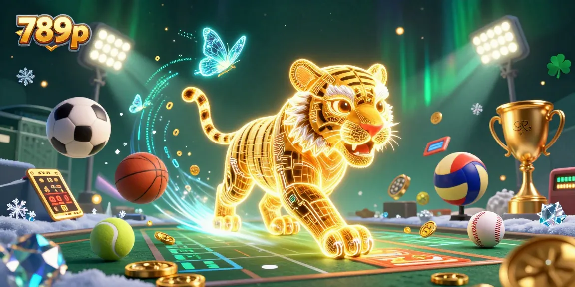 Experience thrilling gameplay at 789p with a golden tiger amidst vibrant casino elements.