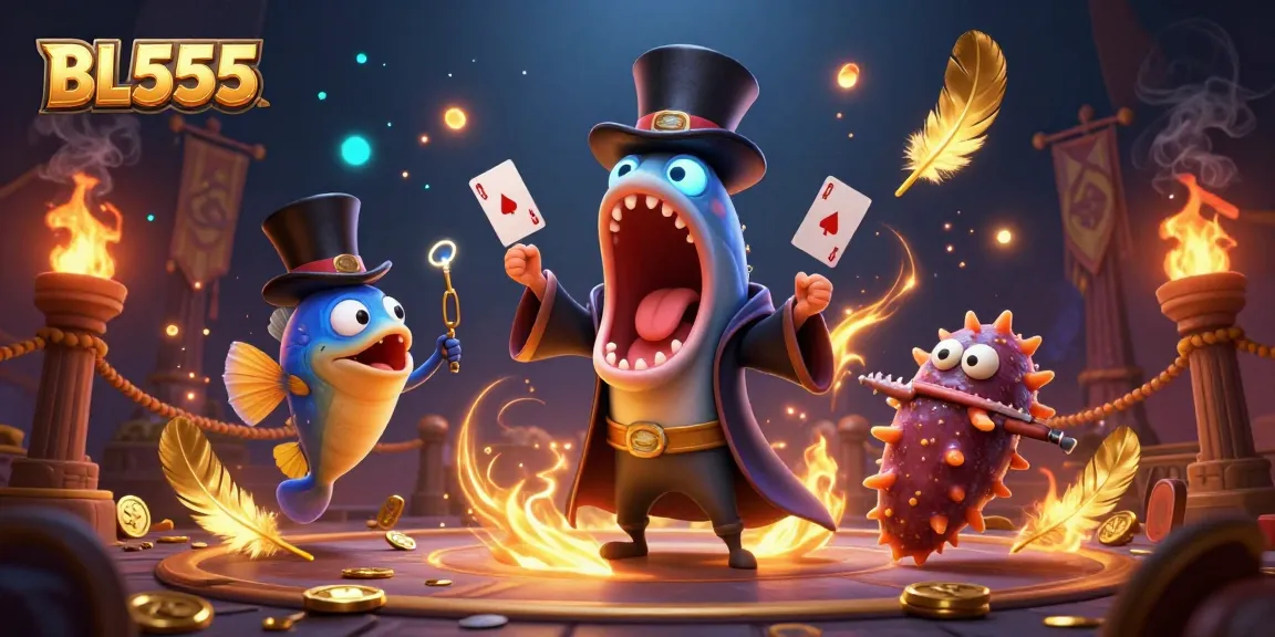 Engage with BL555 in a vibrant magic-themed online casino scene with creative underwater characters.