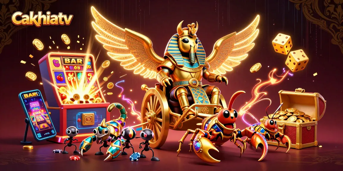 Experience the thrill of cakhiatv as dazzling games and iconic symbols come to life in a vibrant casino scene.