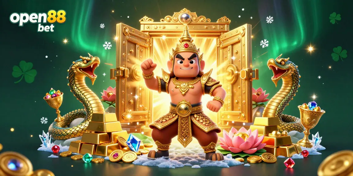 Experience thrilling gameplay with open88 bet in a vibrant 3D casino scene filled with treasures.