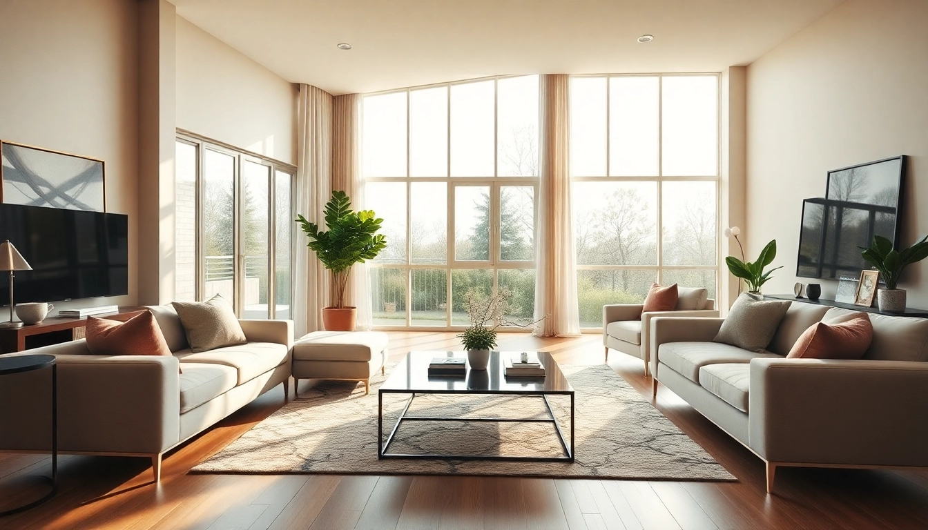Capture vibrant real estate photography showcasing a staged living room with abundant natural light.
