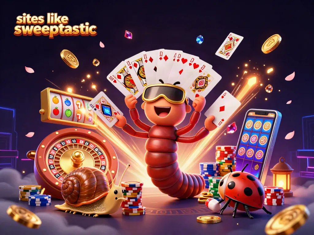 Spin and win with top alternatives at sites like sweeptastic in this vibrant casino illustration.