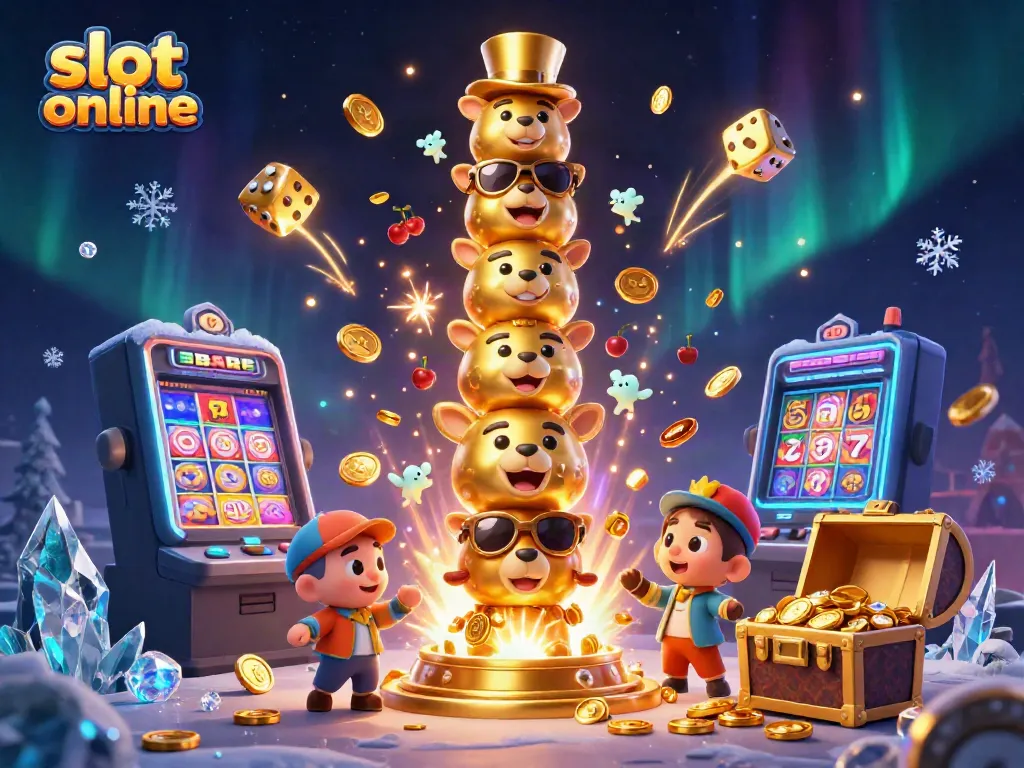 Experience vibrant slot online adventures with dynamic characters and energetic casino elements spinning around.