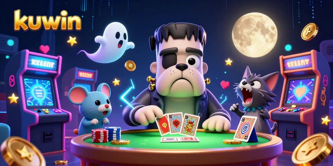 Experience the thrill of kuwin with a lively gambling scene featuring unique 3D characters.