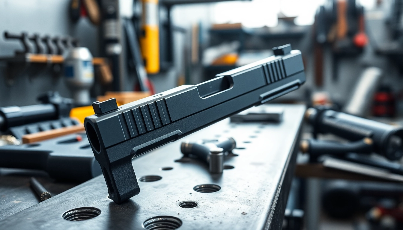 Examine the glock 17 slide showcasing precision machining in a professional workshop.