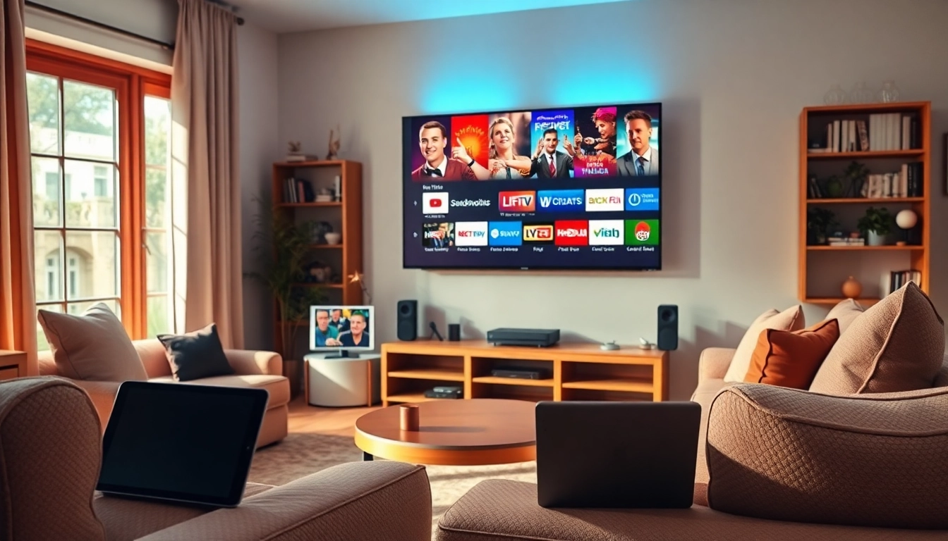 Enhance your home entertainment with this engaging free trial iptv setup showcasing diverse devices.
