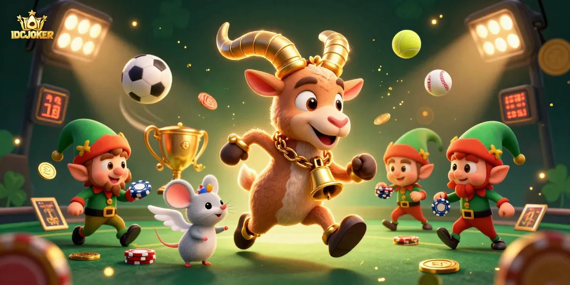 IDCJOKER brings excitement to online betting as cartoon characters interact in a festive casino scene.