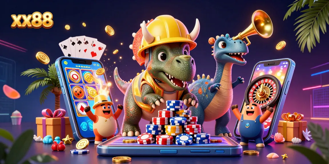 Engage with xx88's exciting gaming experience amidst vivid casino scenes.