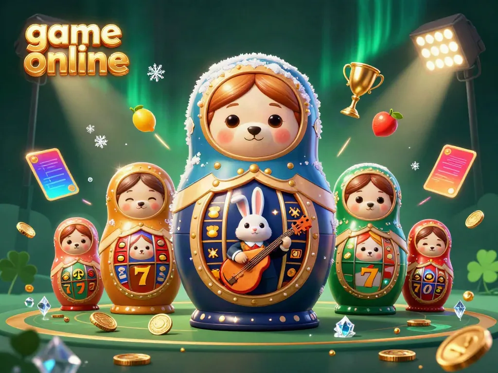 Engage in exciting game online with a vibrant 3D casino scene featuring cartoon bears and decorative elements.