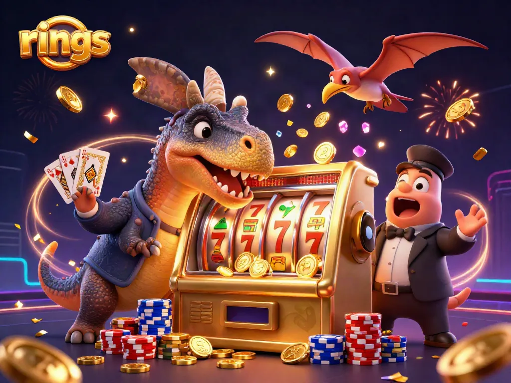 Catch rings and golden coins in a thrilling casino scene with unique gambling characters.