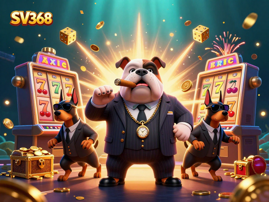 Experience exciting SV368 casino gameplay with the mafia boss and treasures in a vibrant 3D scene.