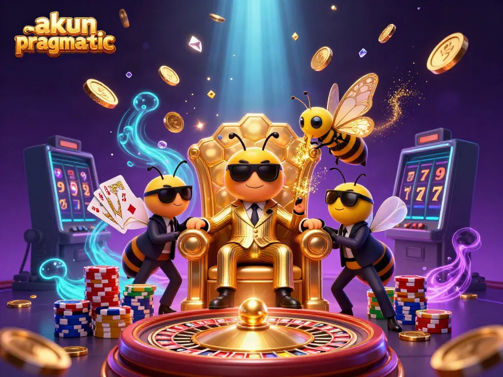 Experience immersive gaming with akun pragmatic in this colorful 3D casino scene filled with vibrant illustrations.