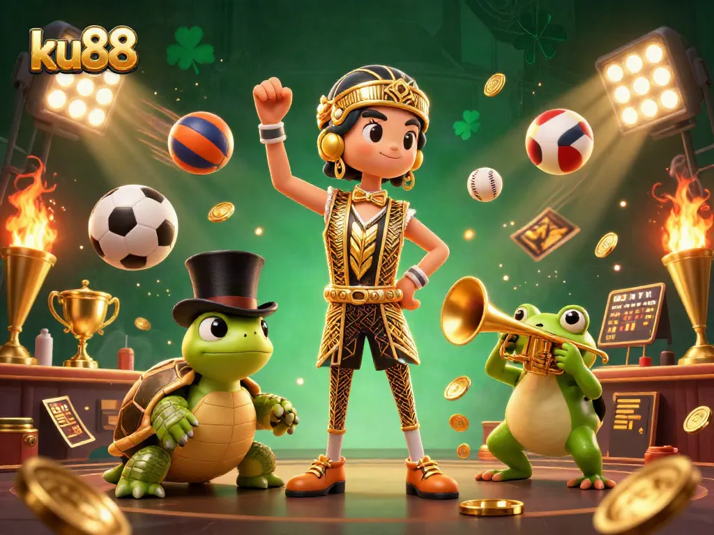 ku88 showcases fun live-action casino with dynamic characters and vibrant gambling elements.