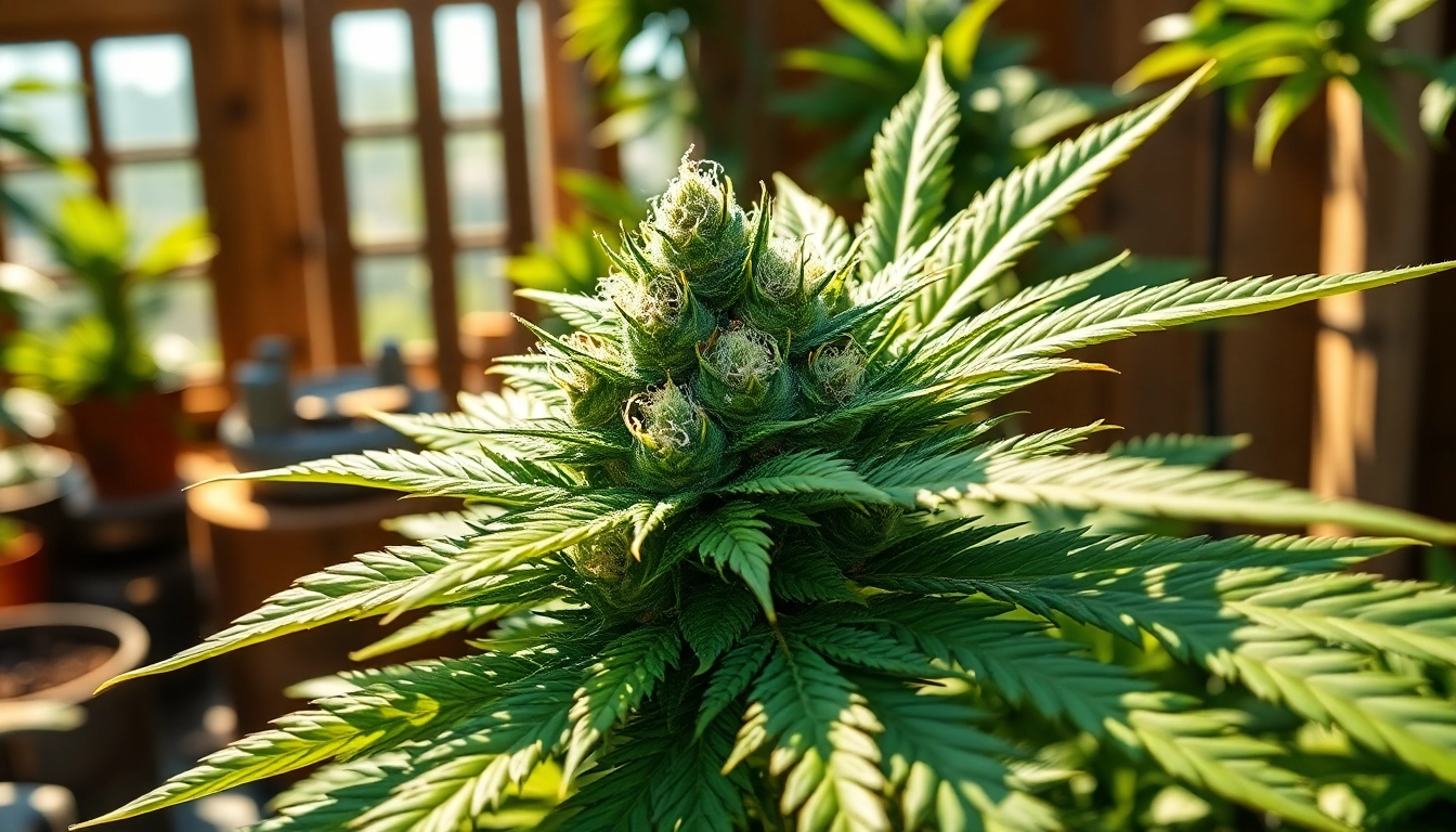 Explore the Gary Payton strain allbud highlighting its vibrant buds in a sunlit garden.