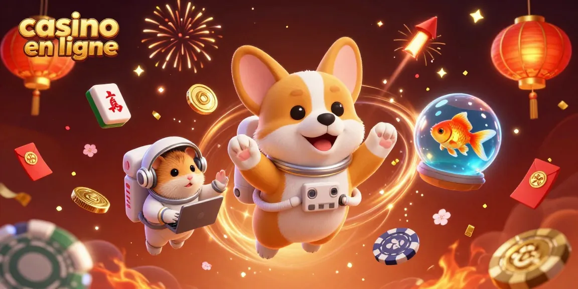 Plongez dans le monde du casino en ligne avec une illustration animée 3D colorée.