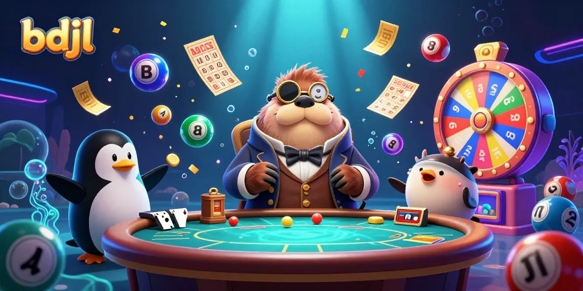 Experience excitement with bdjl as the walrus plays poker amid vibrant underwater treasures.