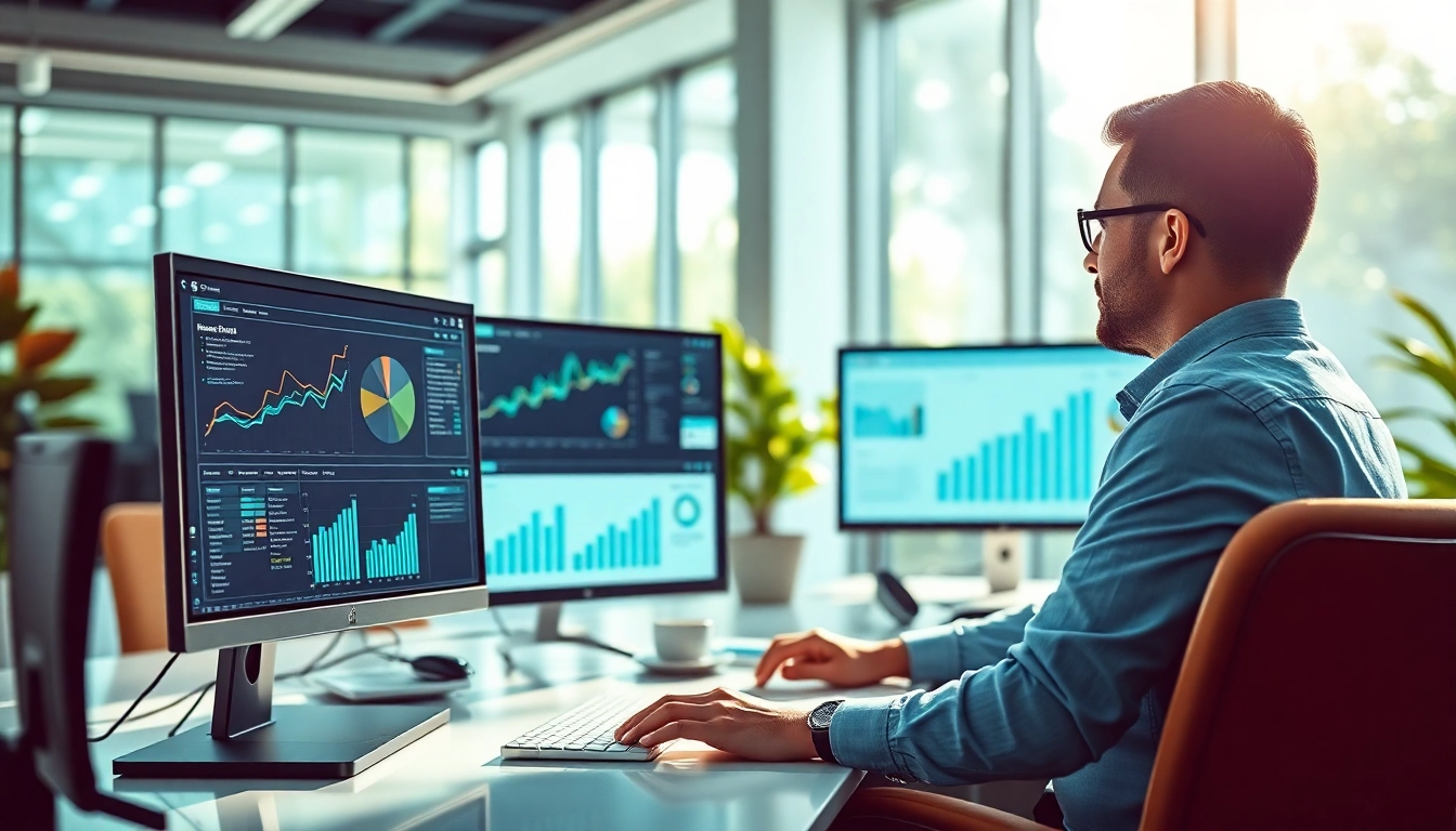Auckland seo specialist analyzing digital data in a modern office setting.