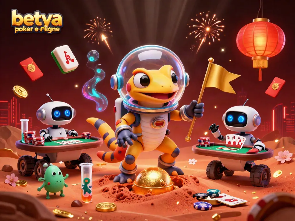 Engage in exciting poker action with betya poker en ligne at a vibrant Martian casino scene.