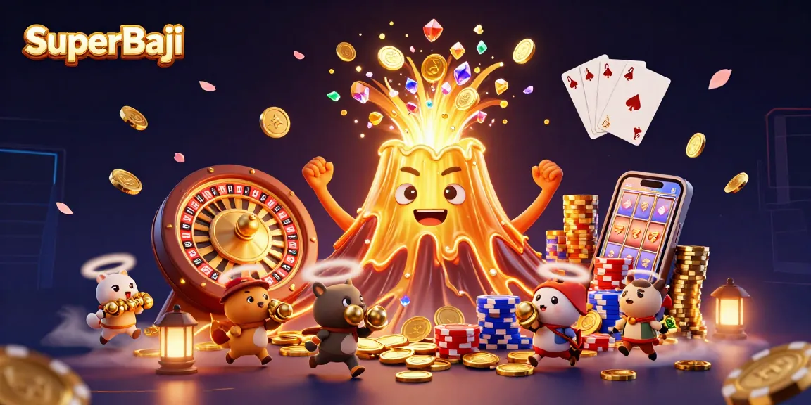 Experience the thrill of SuperBaji Casino with a vibrant 3D eruption of treasure and excitement!