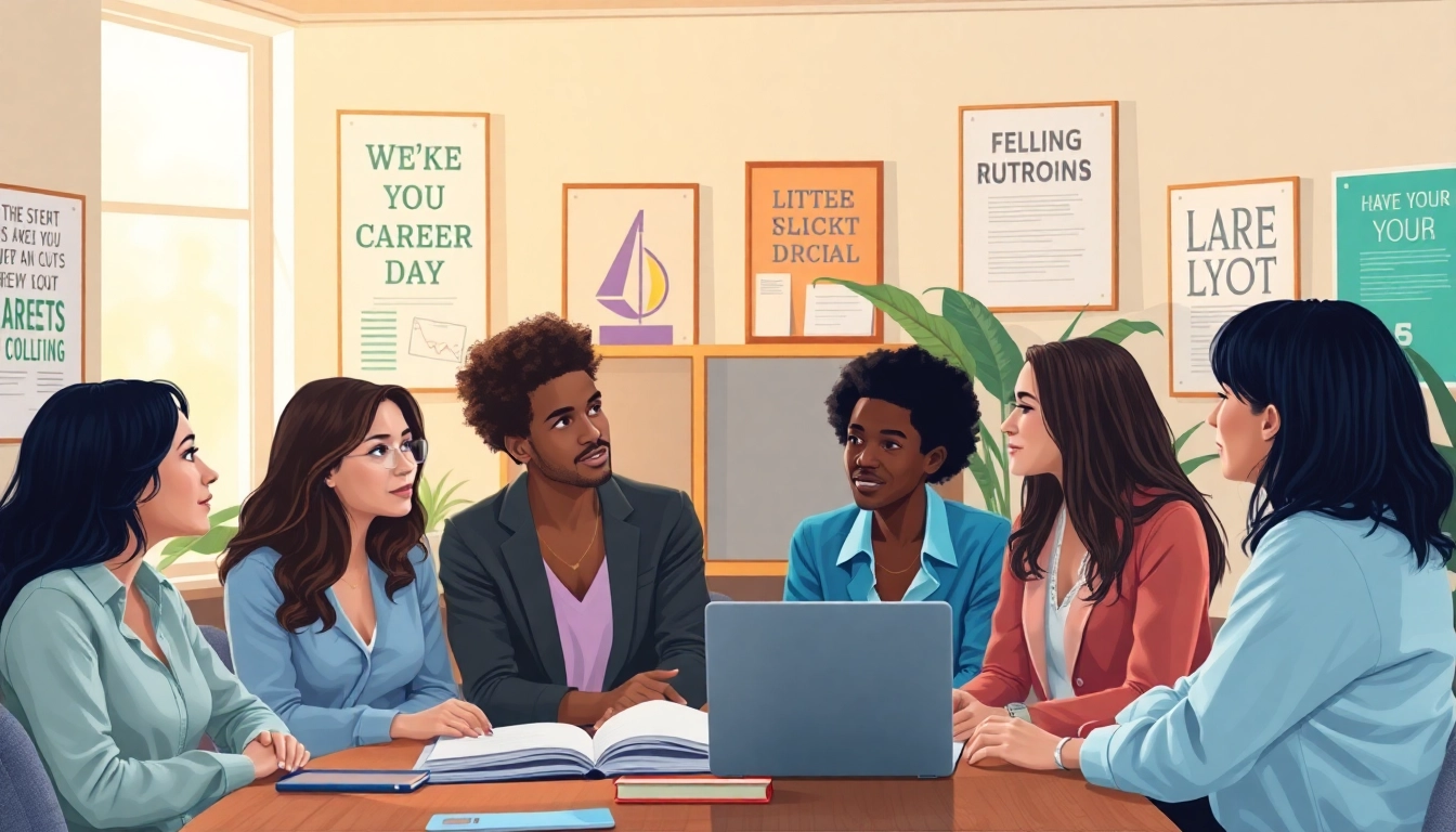 Professional discussion on how to find my true calling in a serene office environment with a diverse group.