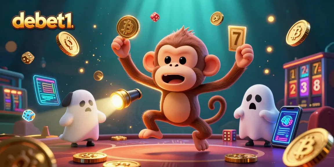 Engage in thrilling casino adventures with debet1 while a mischievous poltergeist monkey juggles golden treasures