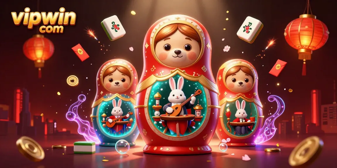 Reveal your luck at vipwin com with this vibrant casino-themed illustration of bears and festive elements.