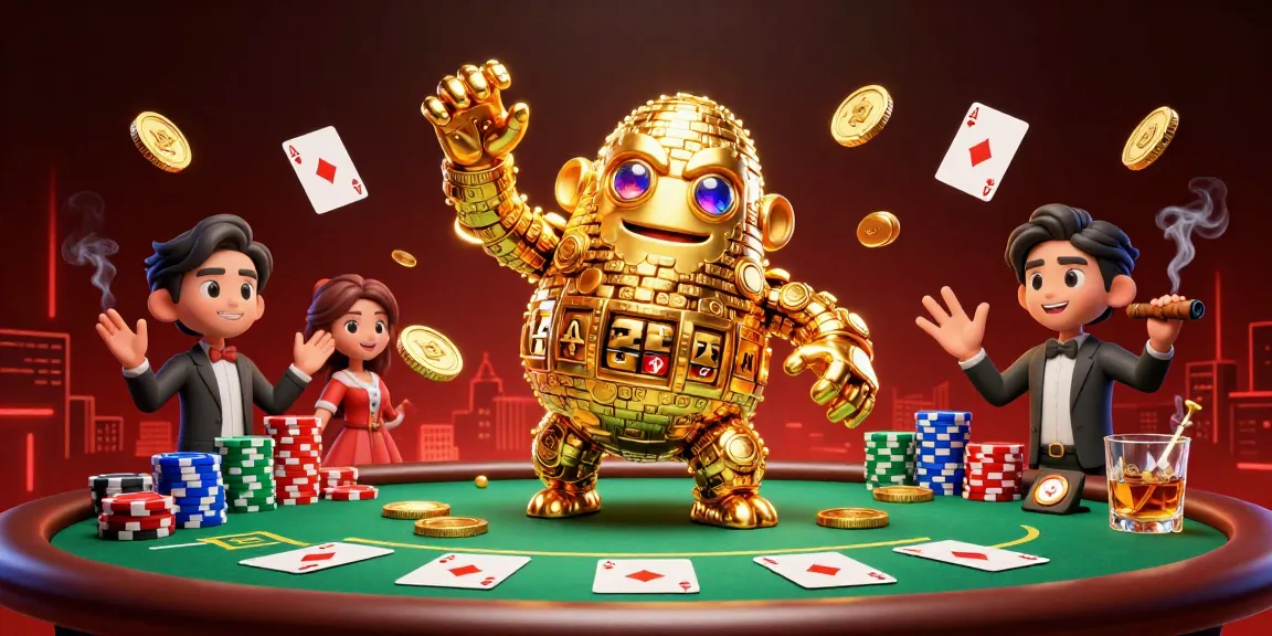 Koitoto elevates gameplay with golden golem symbolizing jackpot excitement in a vibrant casino scene.
