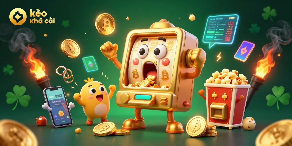 Spin the kèo nhà cái slot machine with golden coins showering while baby slots cheer