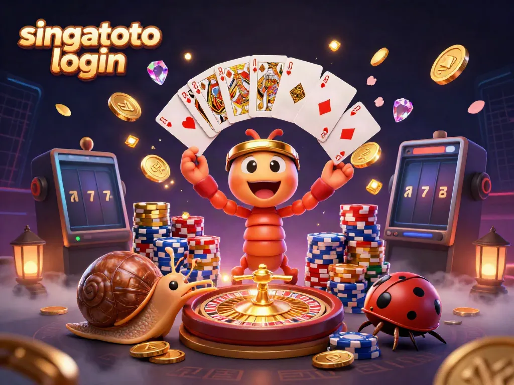 Engage in winning with singatoto login through vibrant 3D cartoon casino illustration.