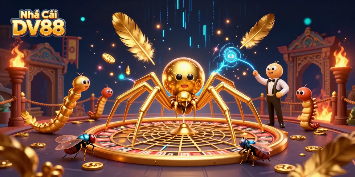 Engage in thrilling gameplay at Nhà cái DV88 with 3D spider spinning roulette web and dynamic casino environment.