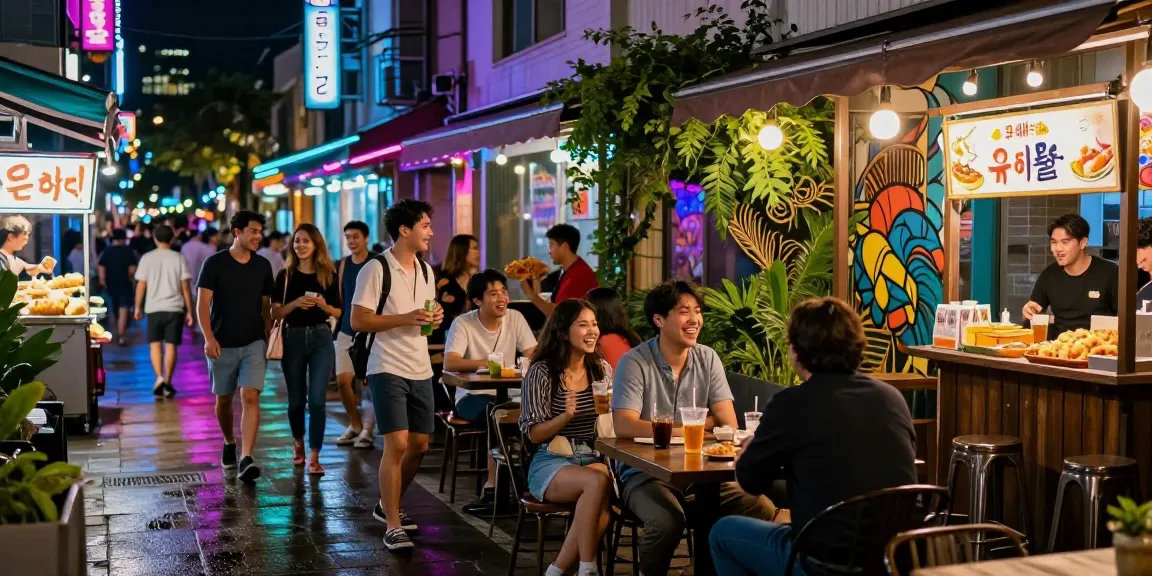 Vibrant nightlife with friends enjoying 유흥사이트 at popular urban bars