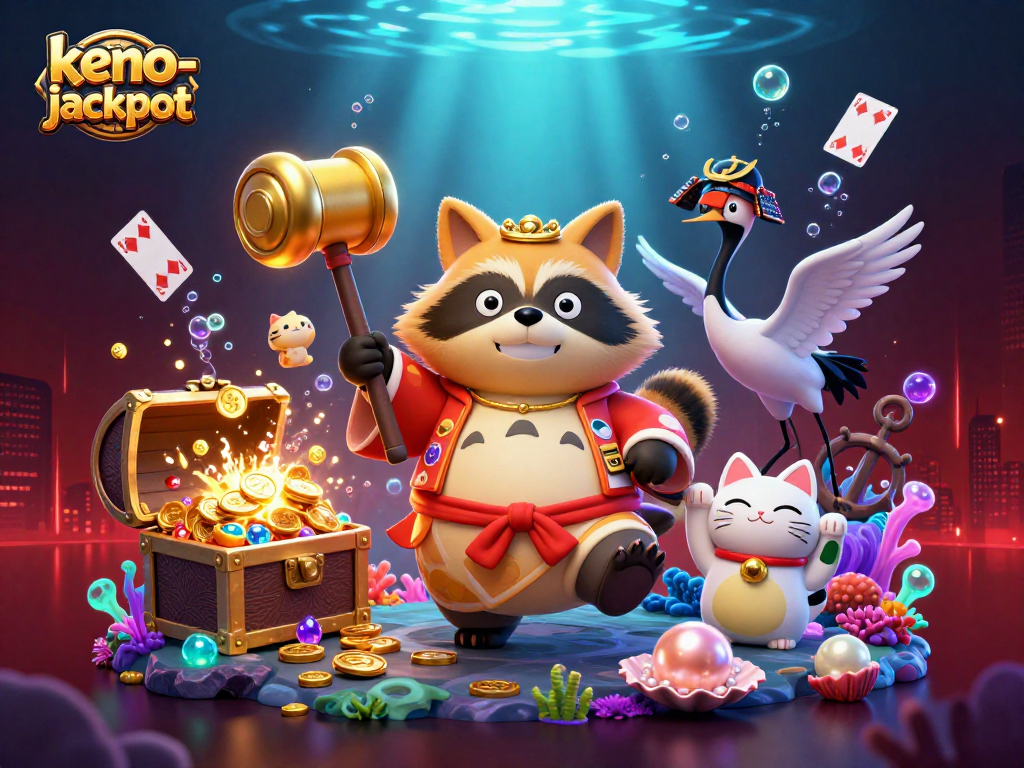Play keno-jackpot and win big with cheerful characters and vibrant casino elements.