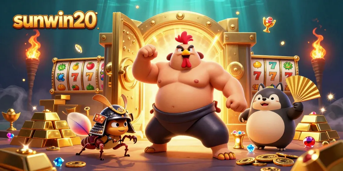 Experience the thrill of big wins with sunwin20 in this vibrant casino illustration showcasing exciting game elements.