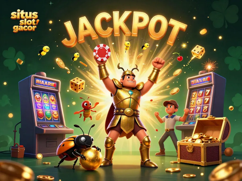 Spin to win at situs slot gacor with a vibrant 3D illustration featuring lottery elements.
