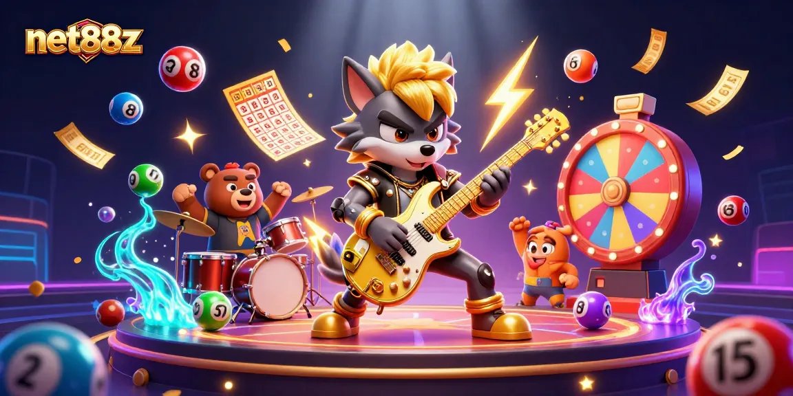 Experience thrilling gameplay with net88z, featuring vibrant lottery scenes and energetic characters.