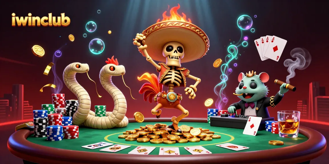 Join the iwinclub fiesta with a mariachi rooster and mummy snake celebrating on poker night!
