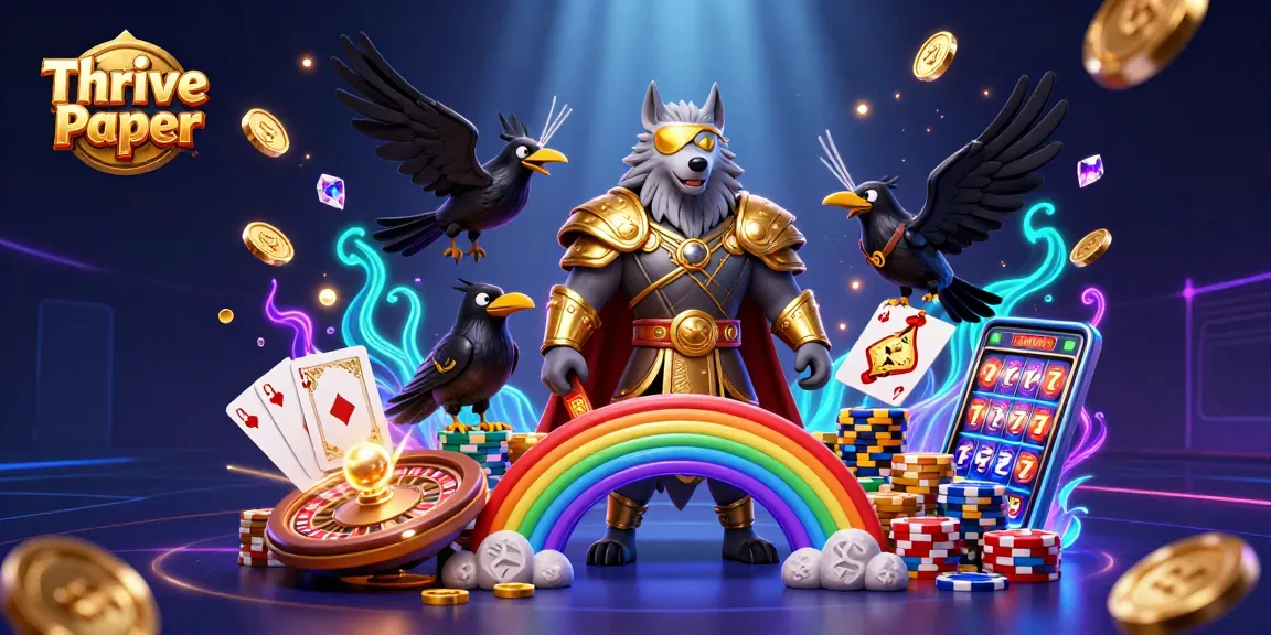 Thrive Paper showcases a vibrant 3D casino scene with dynamic gaming elements and mythical characters.