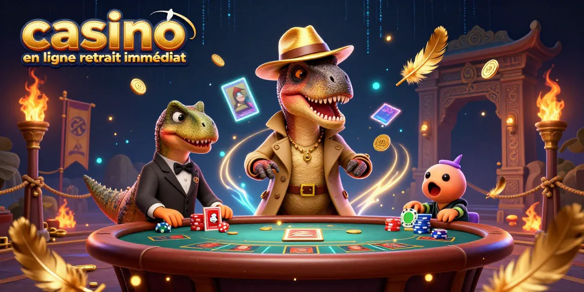 Casino en ligne retrait immédiat: un velociraptor au blackjack, piqure de chips par un compy.
