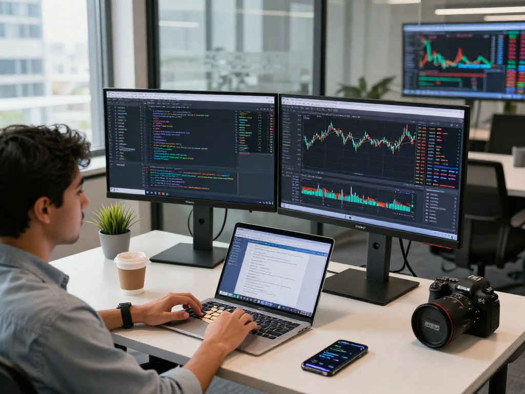 Real-time coding environment with India stock historical Kline API data and developer focused on market analytics.