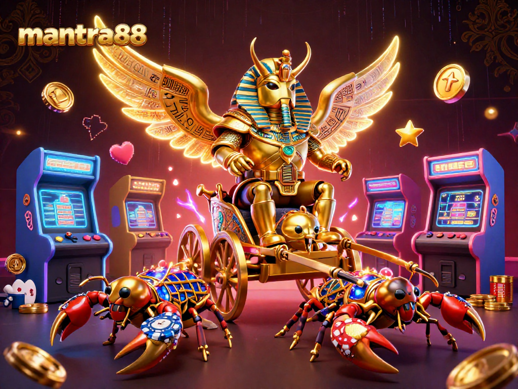 Experience thrilling gameplay with mantra88 at this vibrant casino scene filled with dynamic characters and gaming elements.