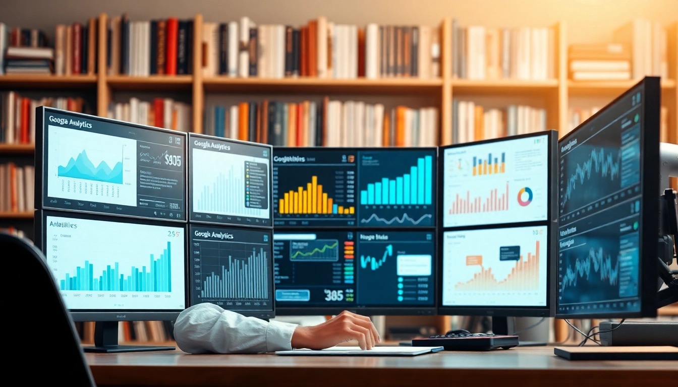Visualize a google analytics audit showing data analysis and metrics in a bright professional setting.