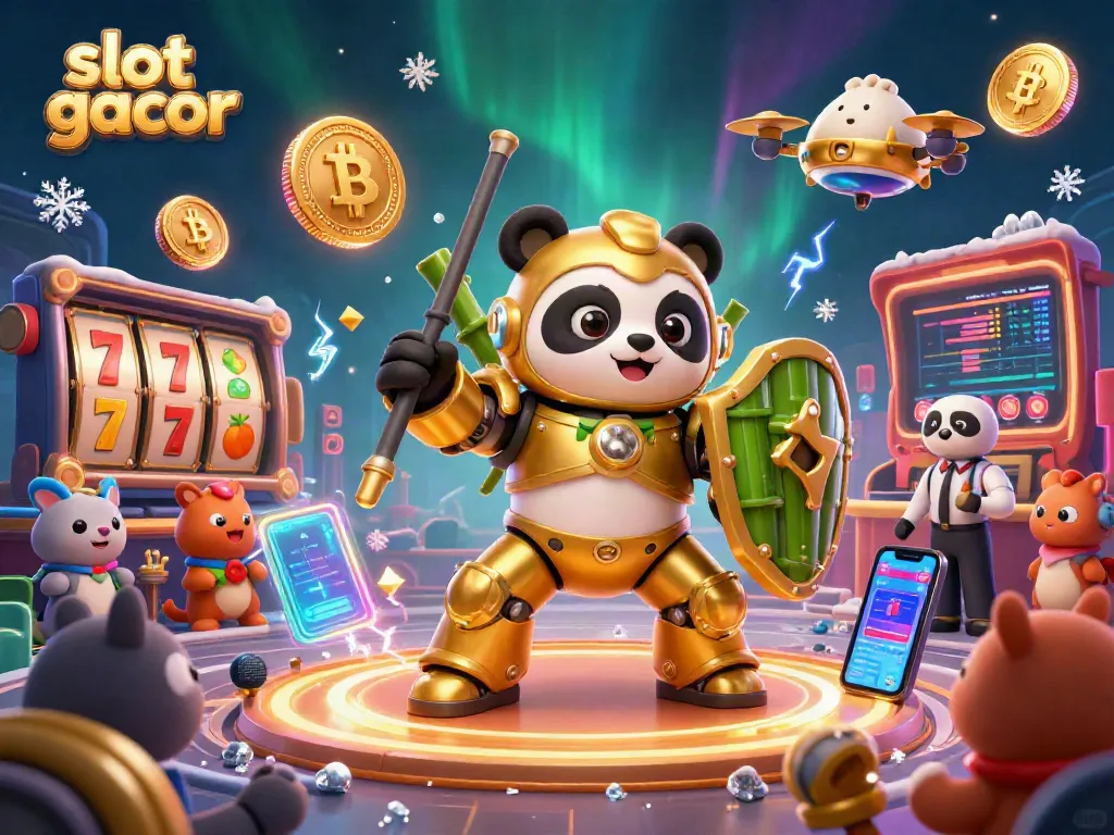 Slot gacor memberikan pengalaman bermain luar biasa dengan karakter panda emas dan elemen kasino yang memukau.