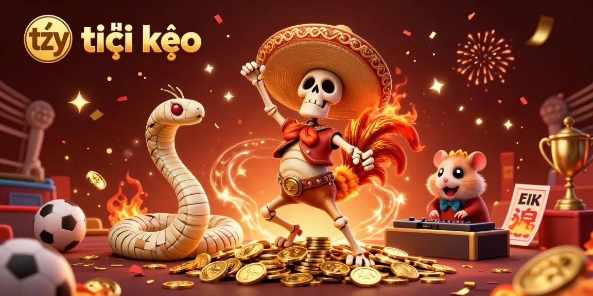 Engage with tỷ lệ kèo sports betting dynamics through a vibrant celebration scene featuring lively characters.