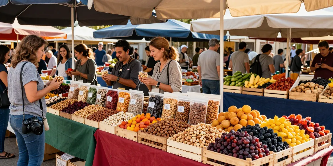Buying fresh nuts and dried fruits at an outdoor market, M98 ฝาก-ถอน promote health and flavor.