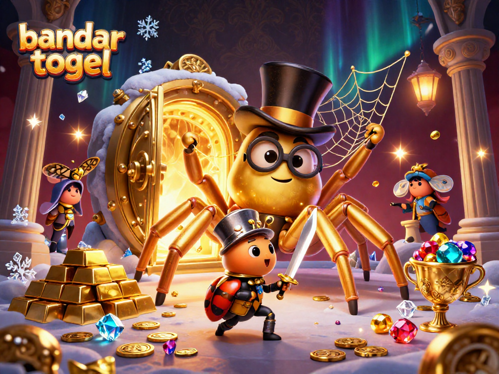 Experience online gaming excitement with bandar togel in a vibrant 3D illustration of casino fantasy.