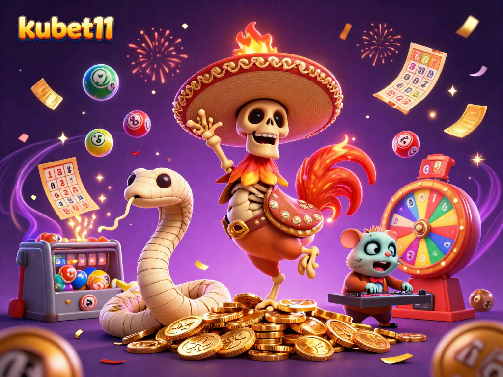 Experience the thrill of kubet11 with vibrant elements and engaging characters in a dynamic casino scene.